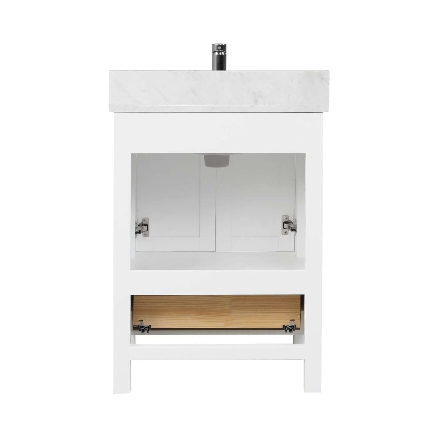 Blossom Geneva Freestanding Bathroom Vanity With Countertop, Undermount Sink & Mirror, White, back 24"