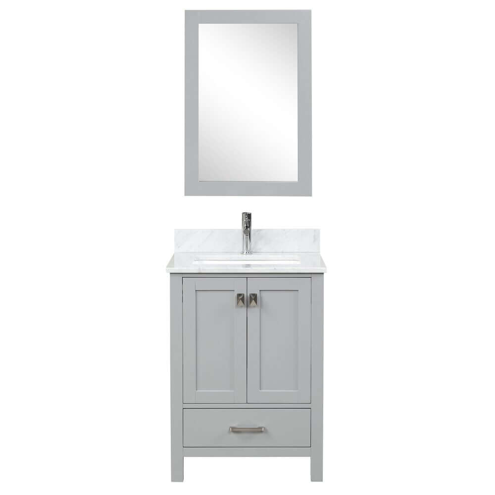 Blossom Geneva Freestanding Bathroom Vanity With Countertop, Undermount Sink & Mirror, 24", Gray