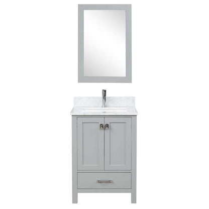 Blossom Geneva Freestanding Bathroom Vanity With Countertop, Undermount Sink & Mirror, 24", Gray