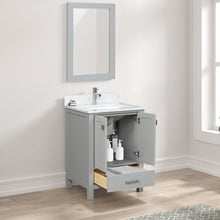 Load image into Gallery viewer, Blossom Geneva Freestanding Bathroom Vanity With Countertop, Undermount Sink &amp; Mirror, 24&quot;, Gray open