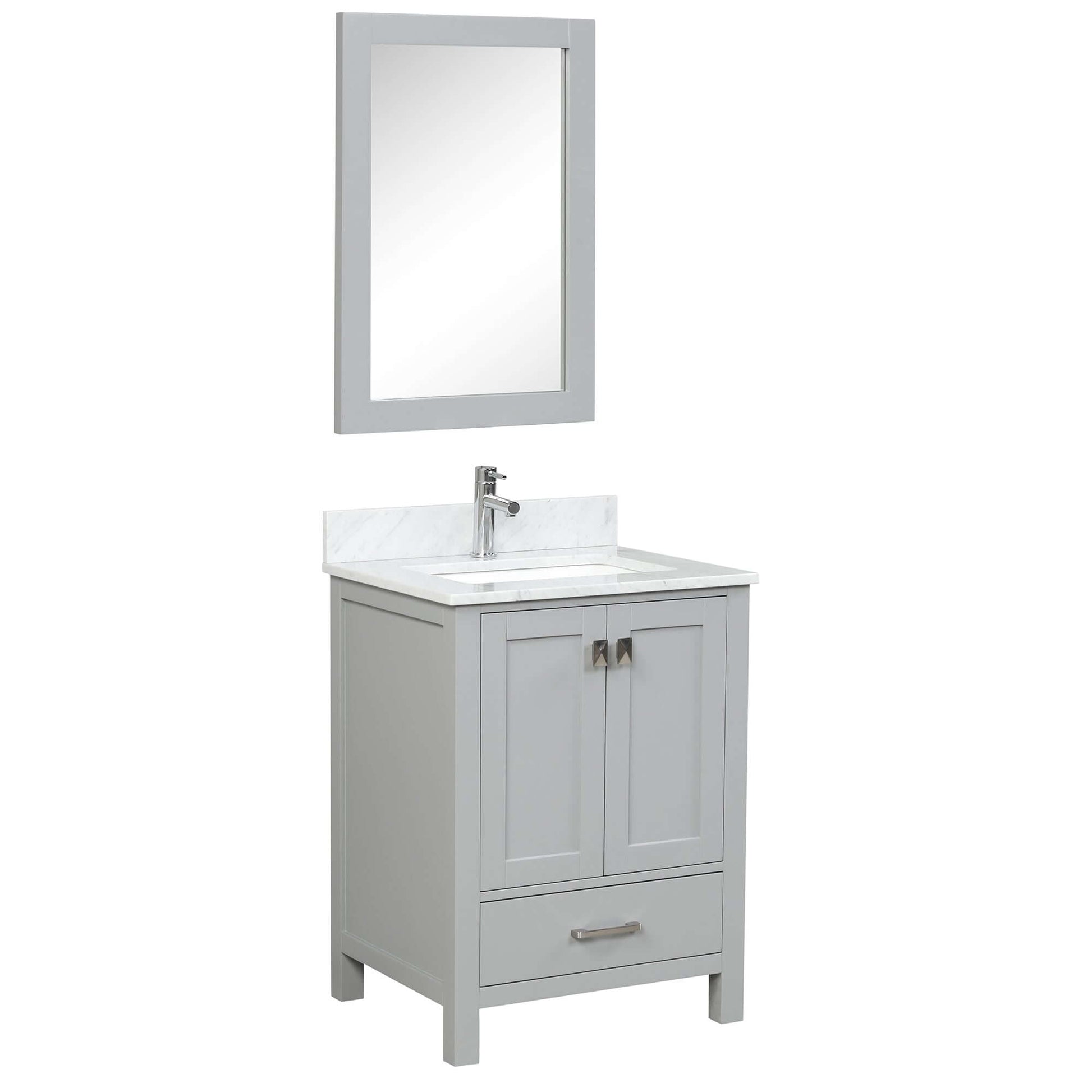 Blossom Geneva Freestanding Bathroom Vanity With Countertop, Undermount Sink & Mirror, 24", Gray