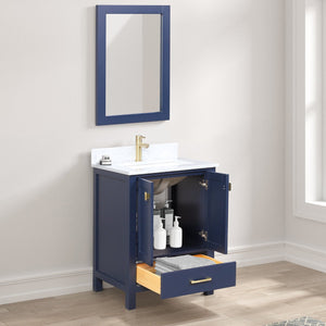 Blossom Geneva Single Sink Freestanding Bathroom Vanity With Countertop, 24", Blue, o0pen