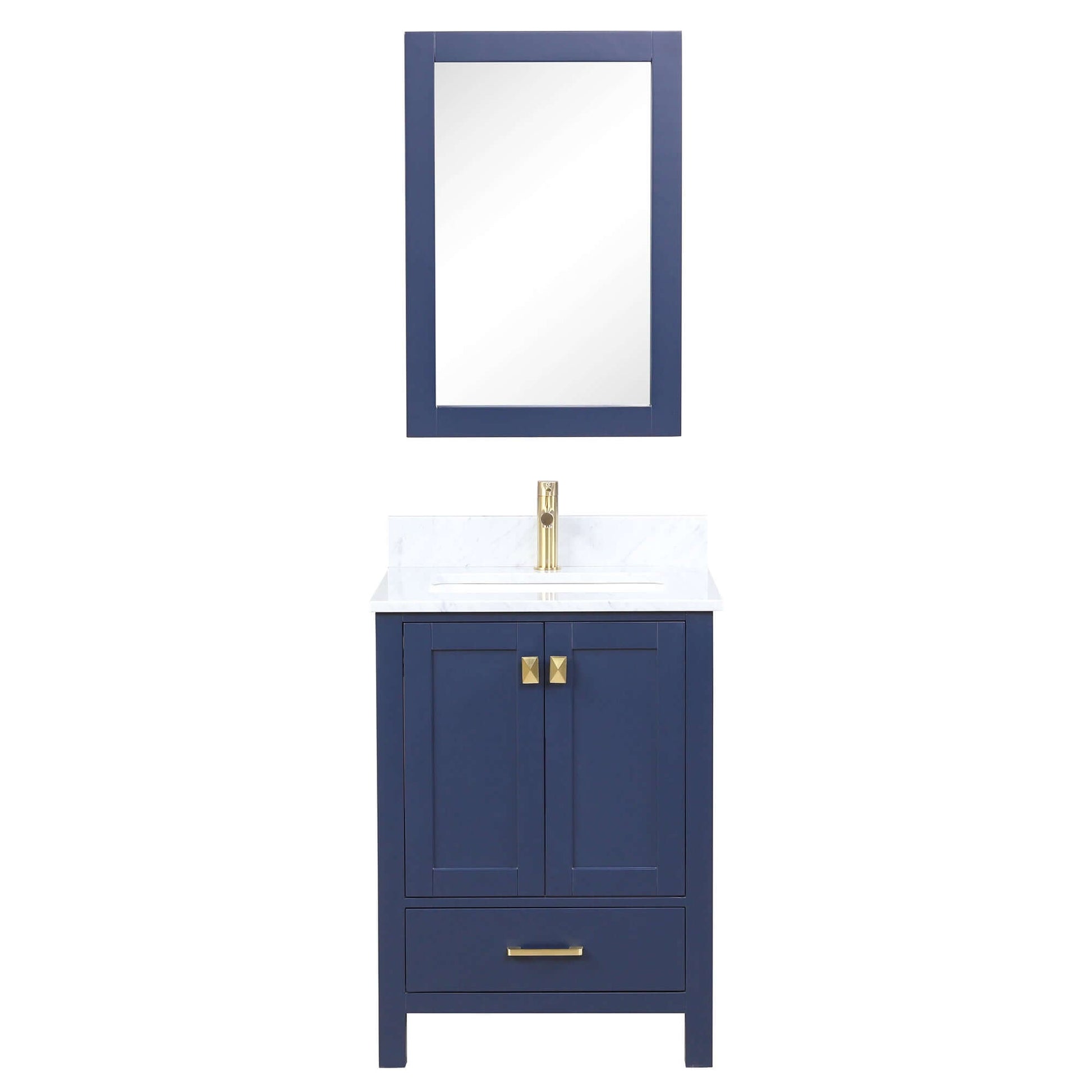 Blossom Geneva Freestanding Bathroom Vanity With Countertop, Undermount Sink & Mirror, 24", Blue