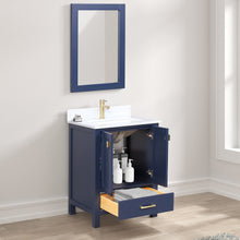 Load image into Gallery viewer, Blossom Geneva Freestanding Bathroom Vanity With Countertop, Undermount Sink &amp; Mirror, 24&quot;, Blue open