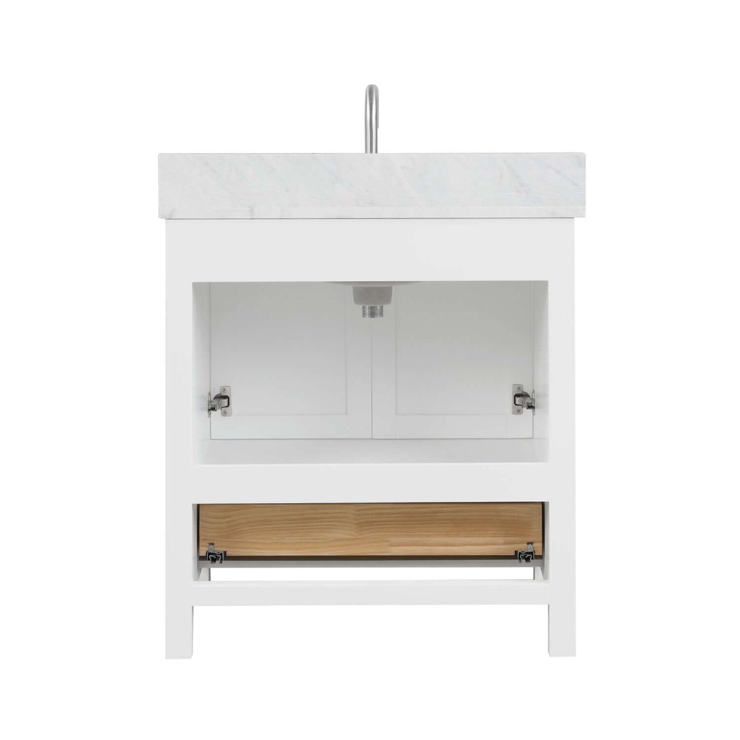 Blossom Geneva Single Sink Freestanding Bathroom Vanity With Countertop, 30", White, back