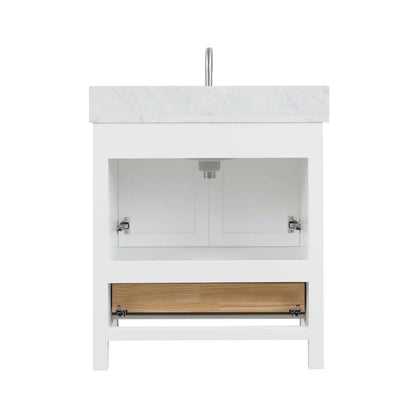 Blossom Geneva Single Sink Freestanding Bathroom Vanity With Countertop, 30", White, back