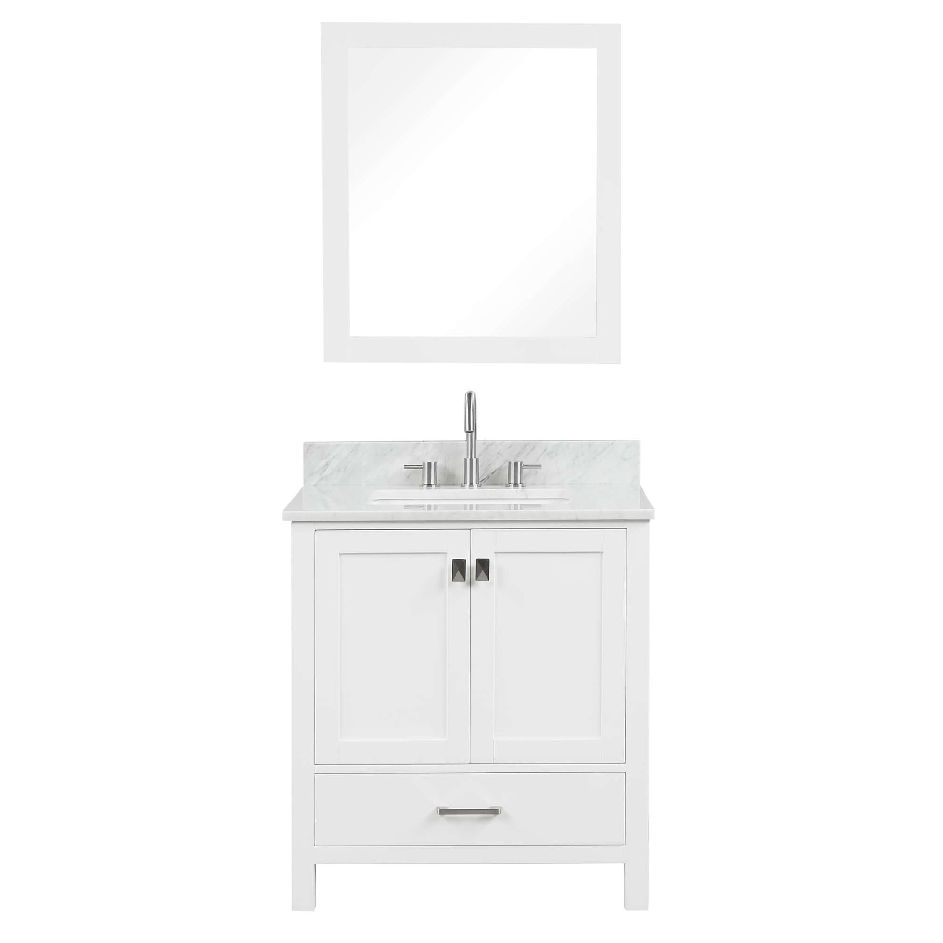 Blossom Geneva Freestanding Bathroom Vanity With Countertop, Undermount Sink & Mirror, 30", White