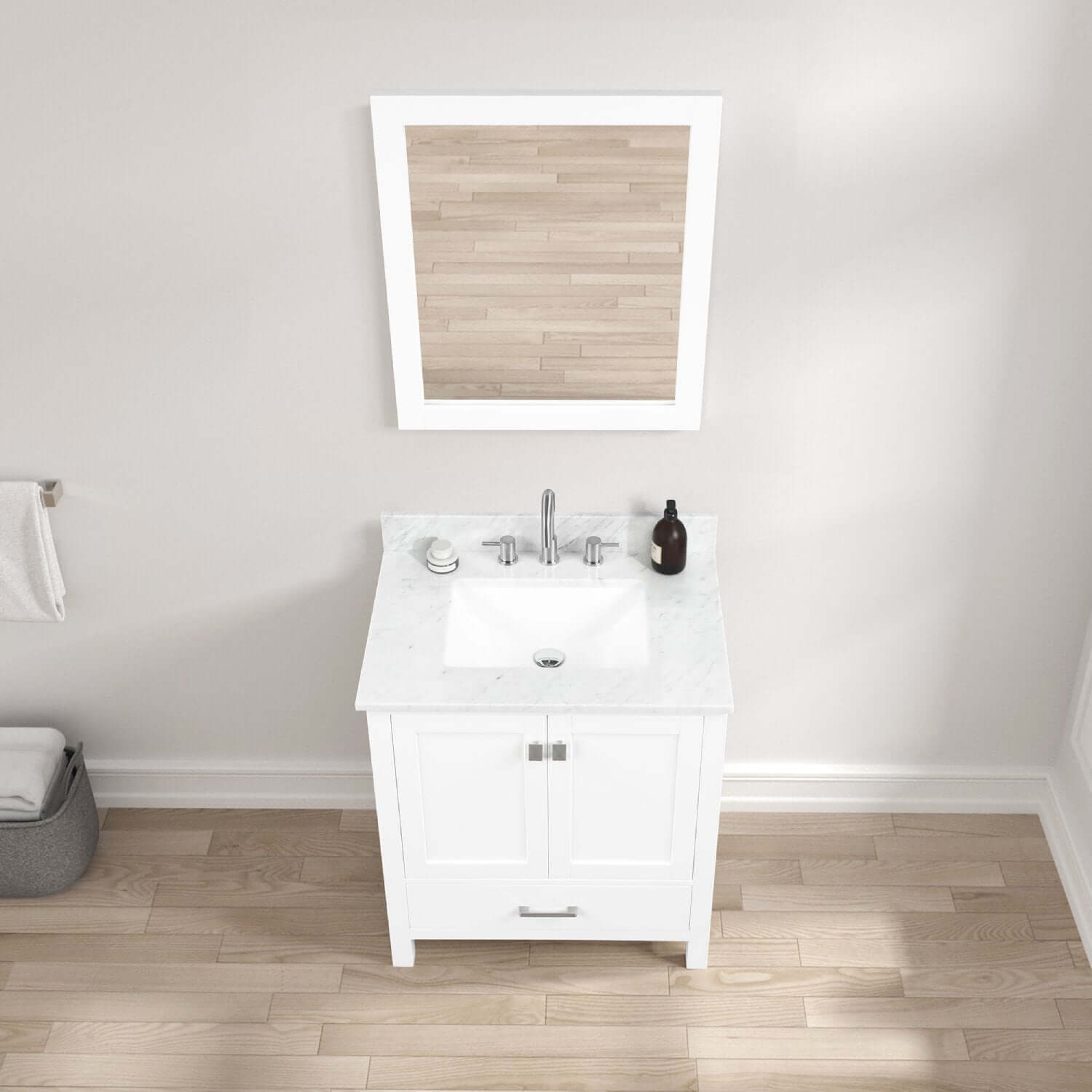 Blossom Geneva Freestanding Bathroom Vanity With Countertop, Undermount Sink & Mirror, 30", White