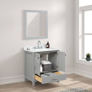 Blossom Geneva Single Sink Freestanding Bathroom Vanity With Countertop, 30", Gray , open