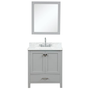 Blossom Geneva Freestanding Bathroom Vanity With Countertop, Undermount Sink & Mirror, 30", Gray