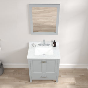 Blossom Geneva Freestanding Bathroom Vanity With Countertop, Undermount Sink & Mirror, 30", White