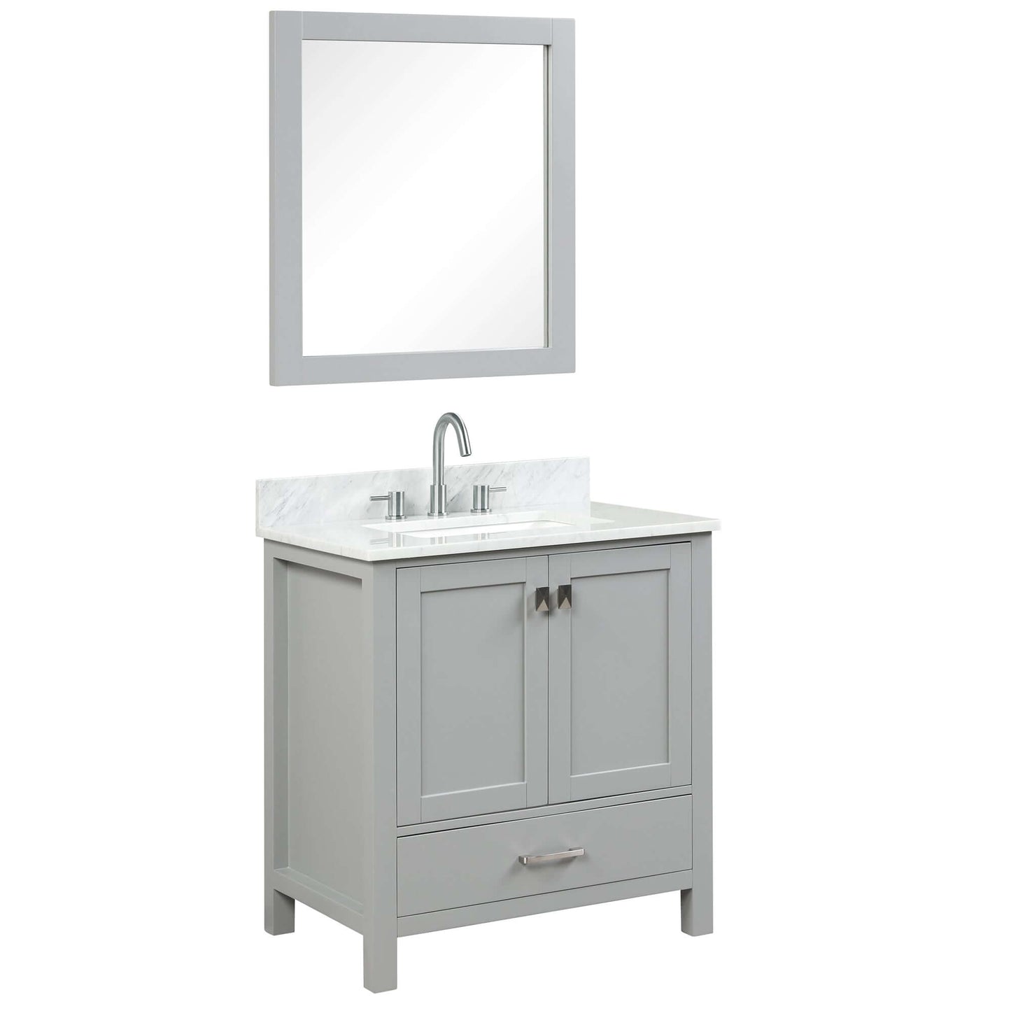 Blossom Geneva Freestanding Bathroom Vanity With Countertop, Undermount Sink & Mirror, 30", White