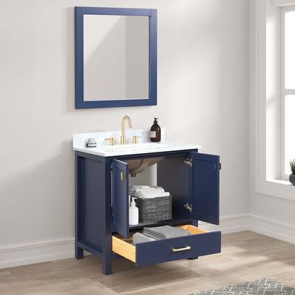 Blossom Geneva Single Sink Freestanding Bathroom Vanity With Countertop, 30", Blue, open