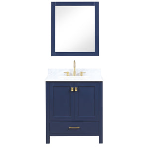 Blossom Geneva Freestanding Bathroom Vanity With Countertop, Undermount Sink & Mirror, 30", Blue