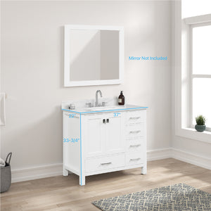 Blossom Geneva Single Sink Freestanding Bathroom Vanity With Countertop, 36", White