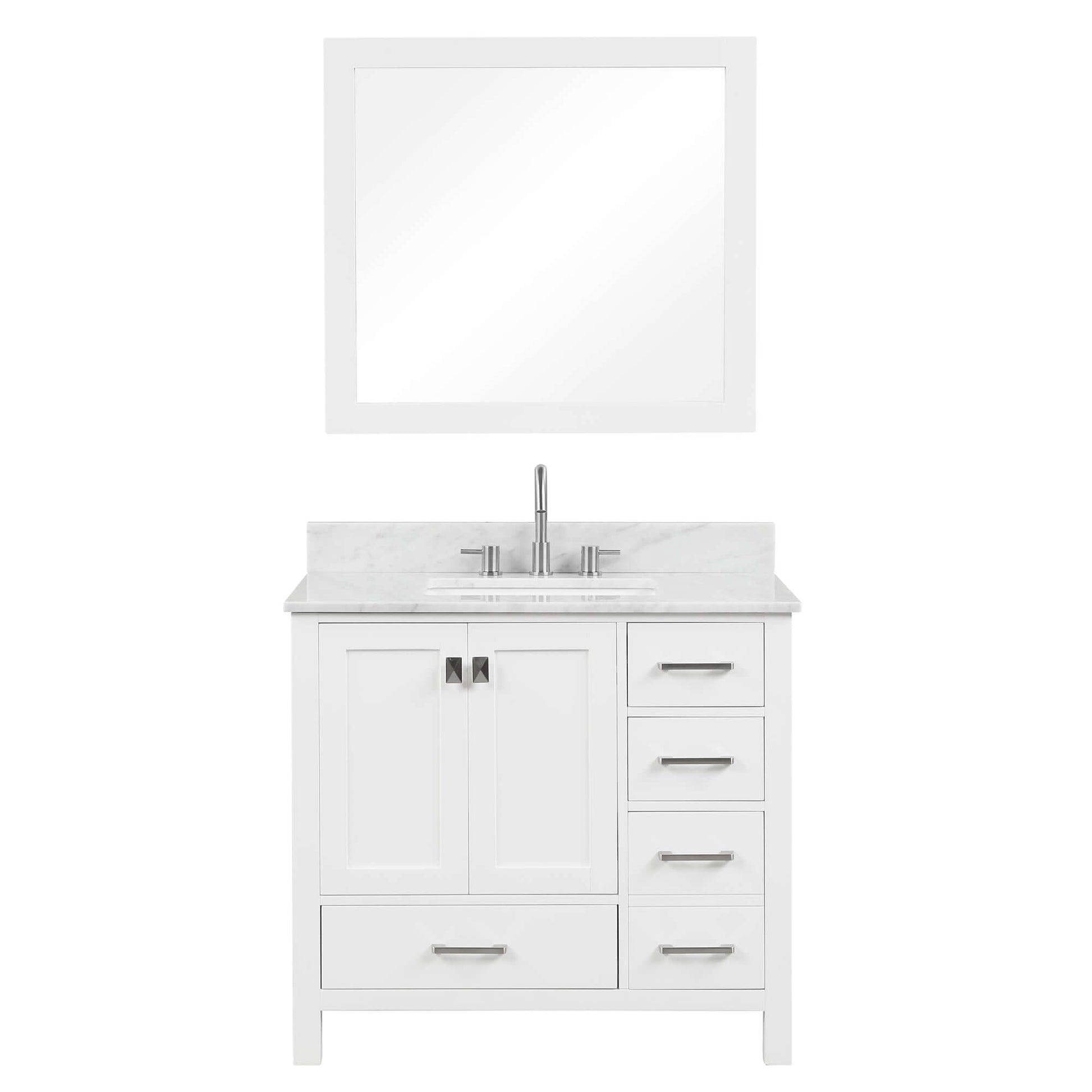 Blossom Geneva Freestanding Bathroom Vanity With Countertop, Undermount Sink & Mirror, 36", White