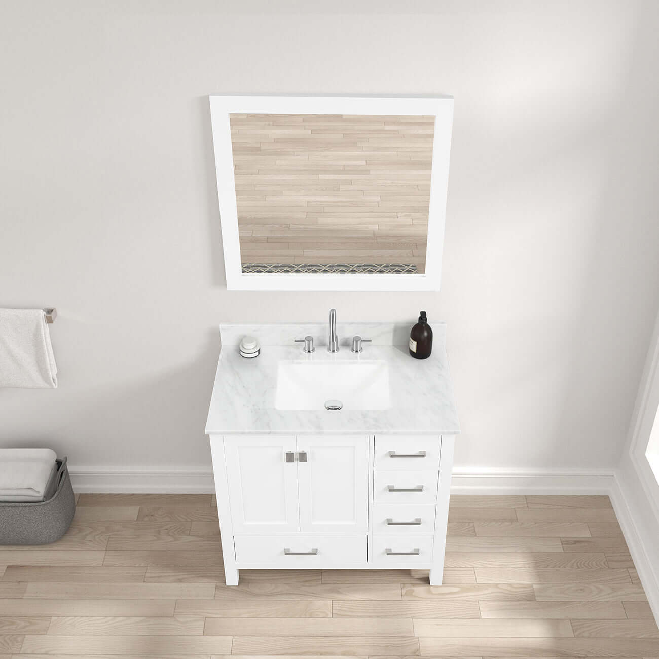 Blossom Geneva Freestanding Bathroom Vanity With Countertop, Undermount Sink & Mirror, 36", White