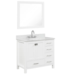 Blossom Geneva Freestanding Bathroom Vanity With Countertop, Undermount Sink & Mirror, 36", White
