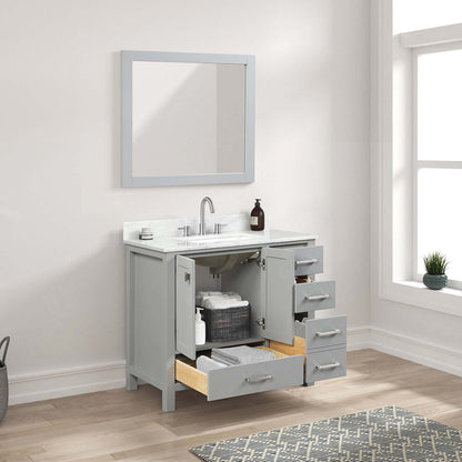 Blossom Geneva Single Sink Freestanding Bathroom Vanity With Countertop, 36", Gray, open