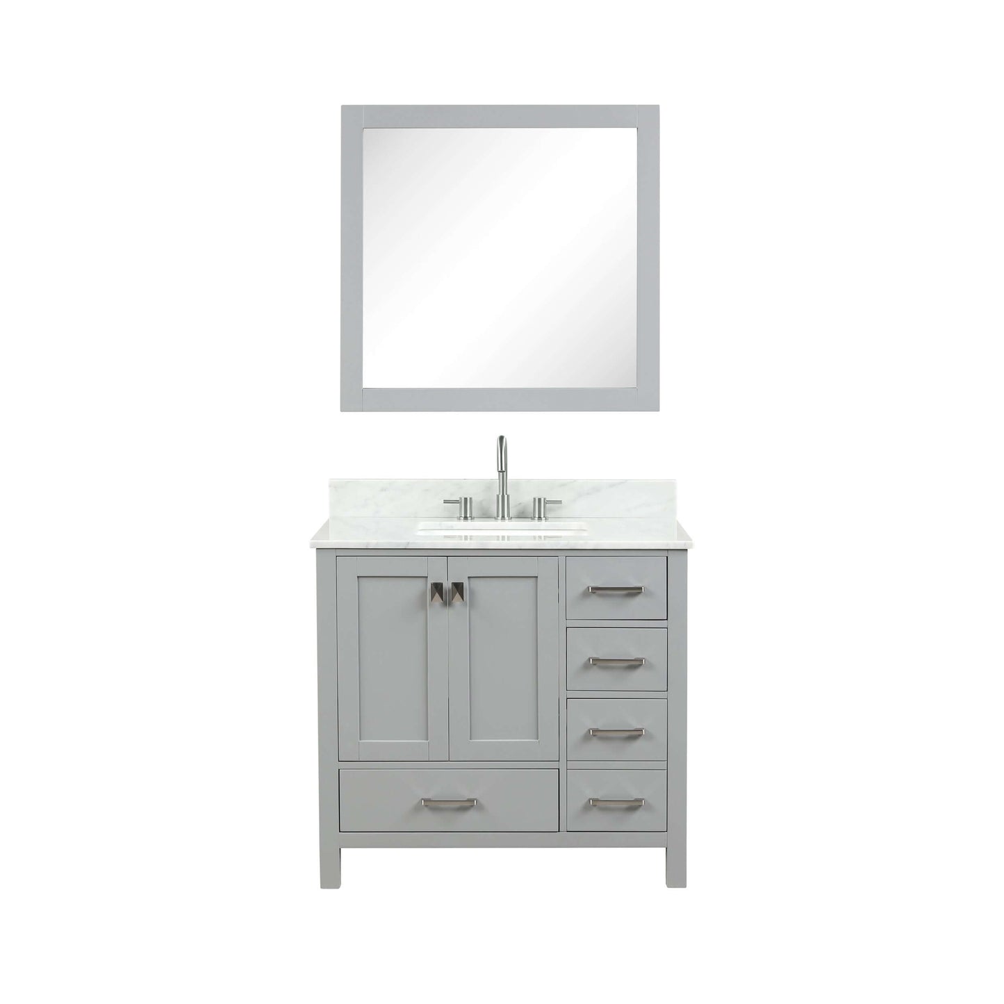 Blossom Geneva Freestanding Bathroom Vanity With Countertop, Undermount Sink & Mirror, 36", Gray