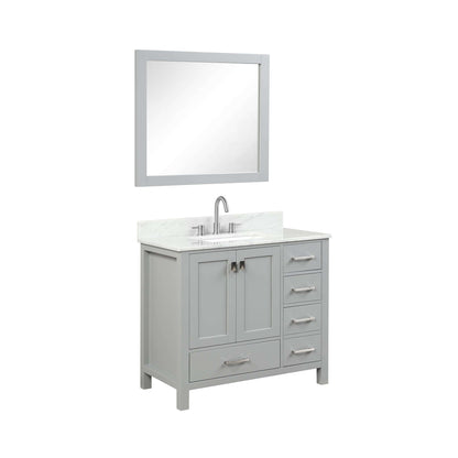 Blossom Geneva Freestanding Bathroom Vanity With Countertop, Undermount Sink & Mirror, 36", Gray