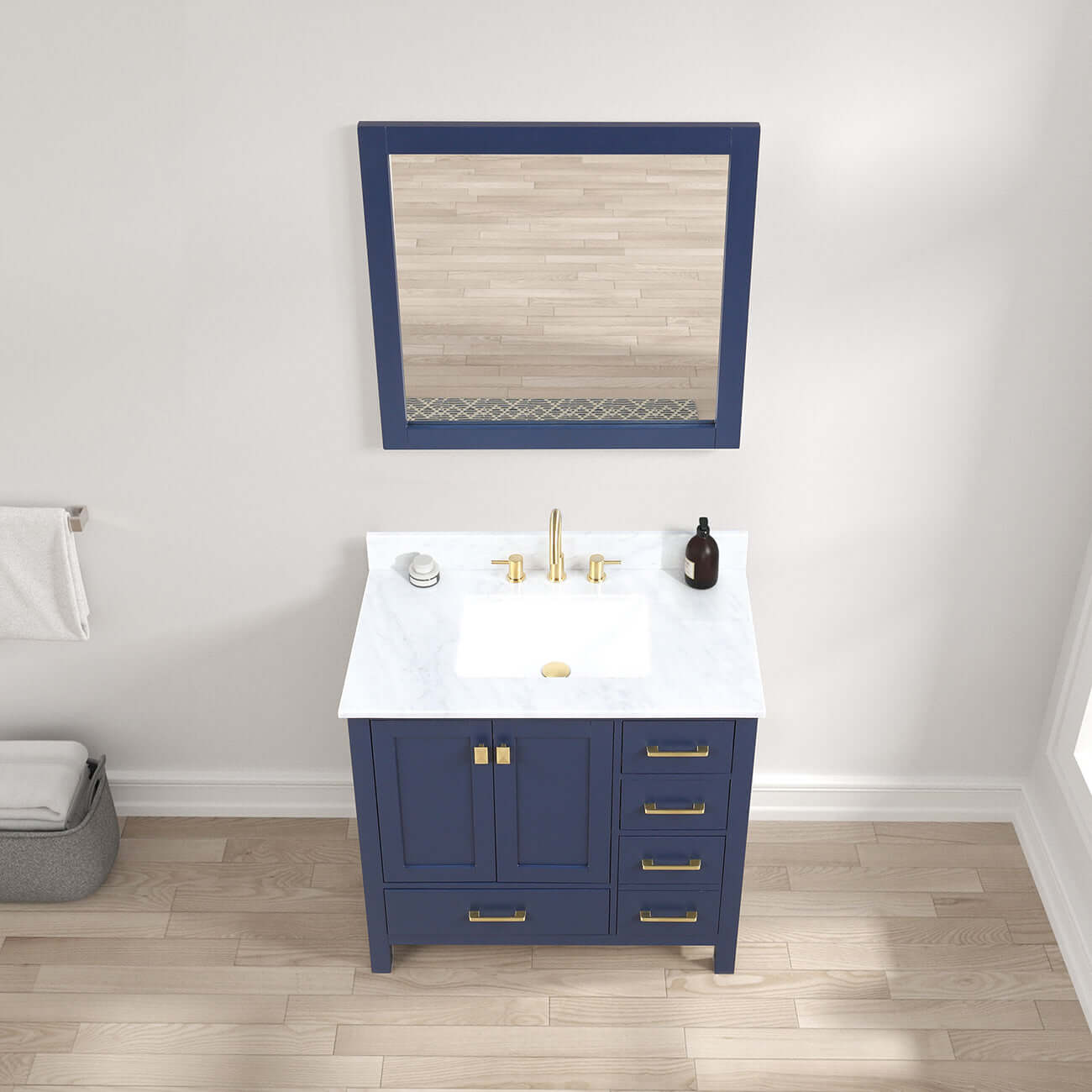 Blossom Geneva Single Sink Freestanding Bathroom Vanity With Countertop, 36", Blue