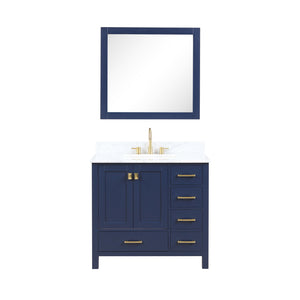 Blossom Geneva Freestanding Bathroom Vanity With Countertop, Undermount Sink & Mirror, 36", Blue