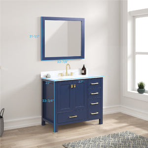 Blossom Geneva Freestanding Bathroom Vanity With Countertop, Undermount Sink & Mirror, 36", Blue