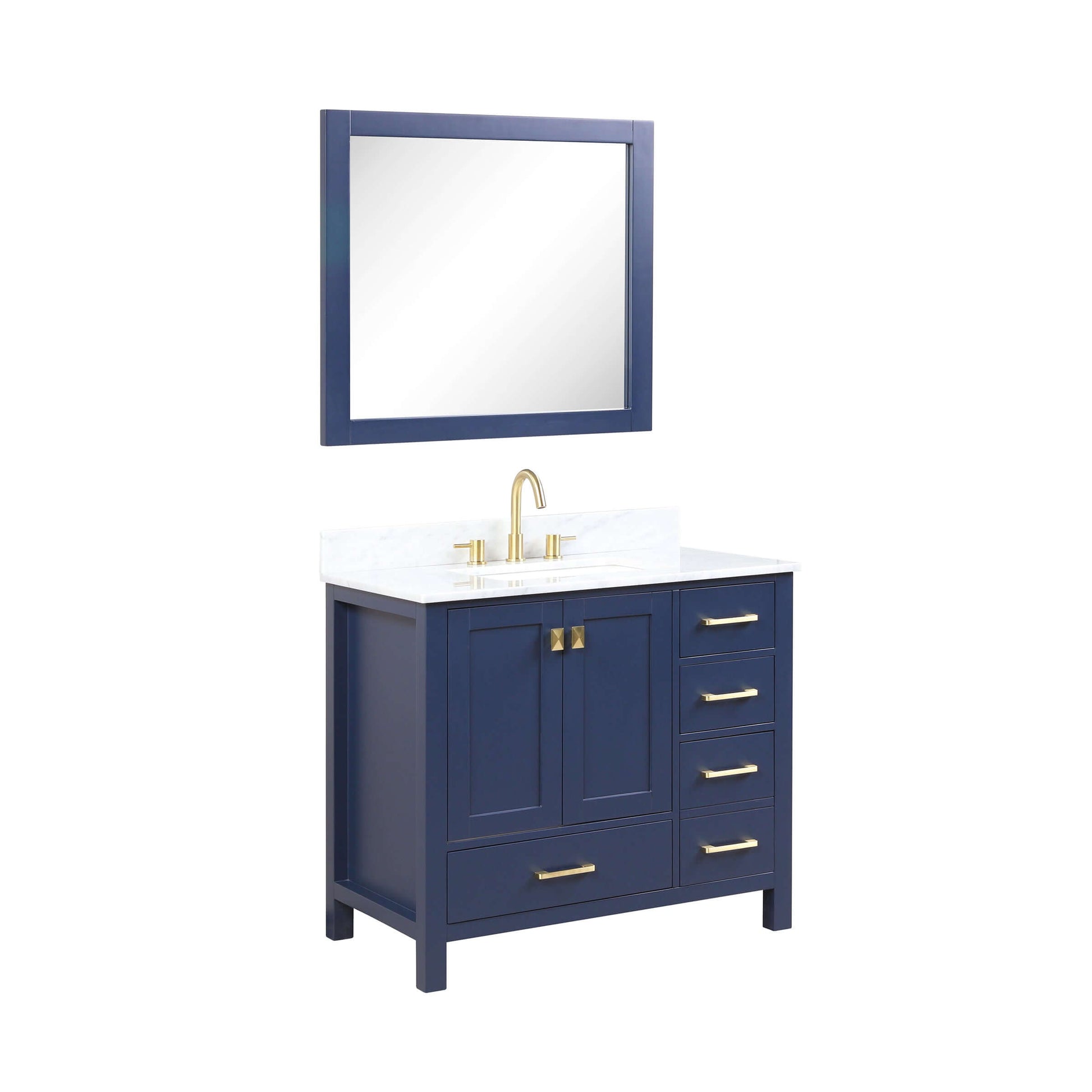 Blossom Geneva Freestanding Bathroom Vanity With Countertop, Undermount Sink & Mirror, 36", Blue