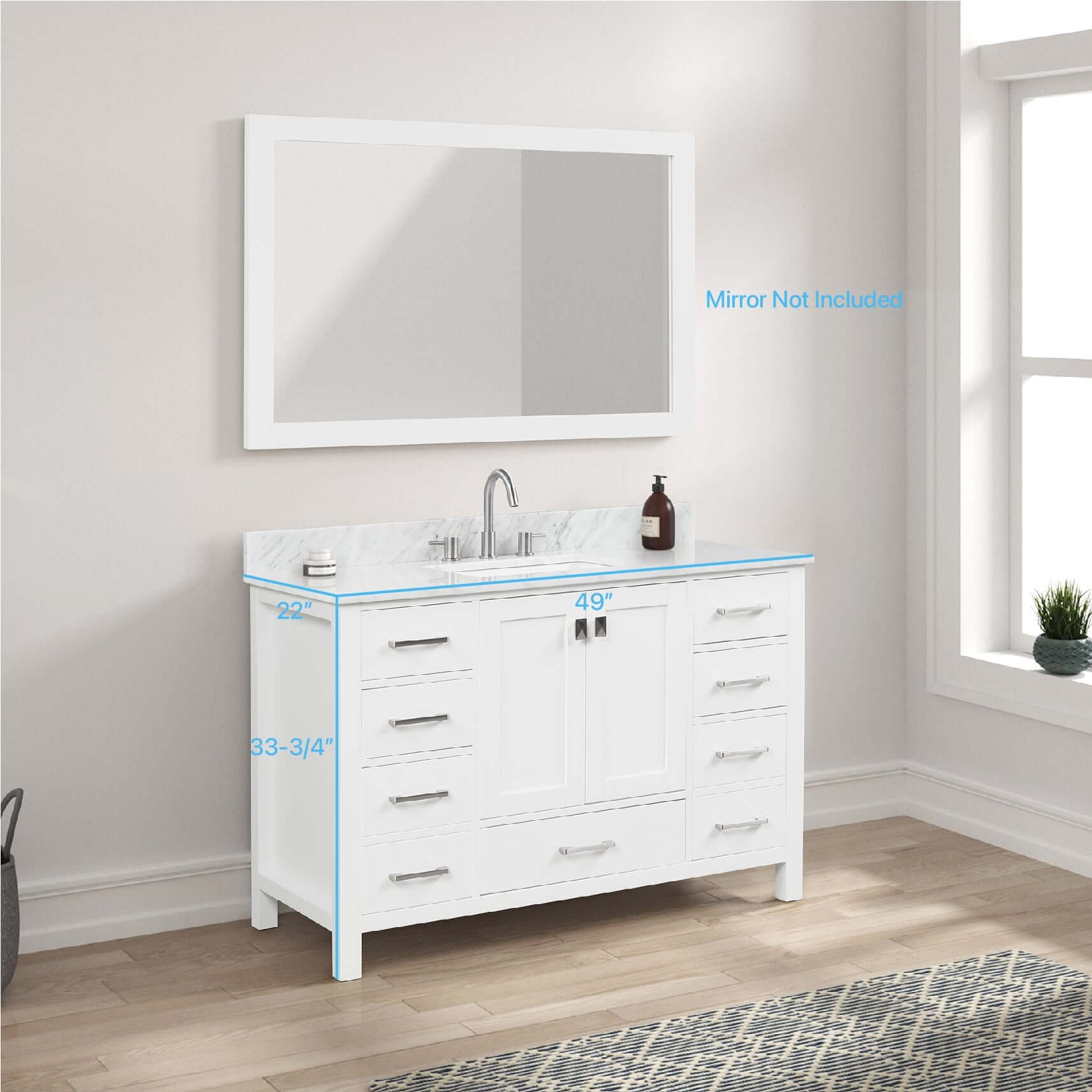 Blossom Geneva Single Sink Freestanding Bathroom Vanity With Countertop, 48", White