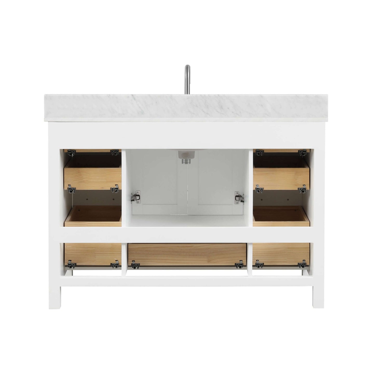 Blossom Geneva Freestanding Bathroom Vanity With Countertop, Undermount Sink & Mirror, 48", White back