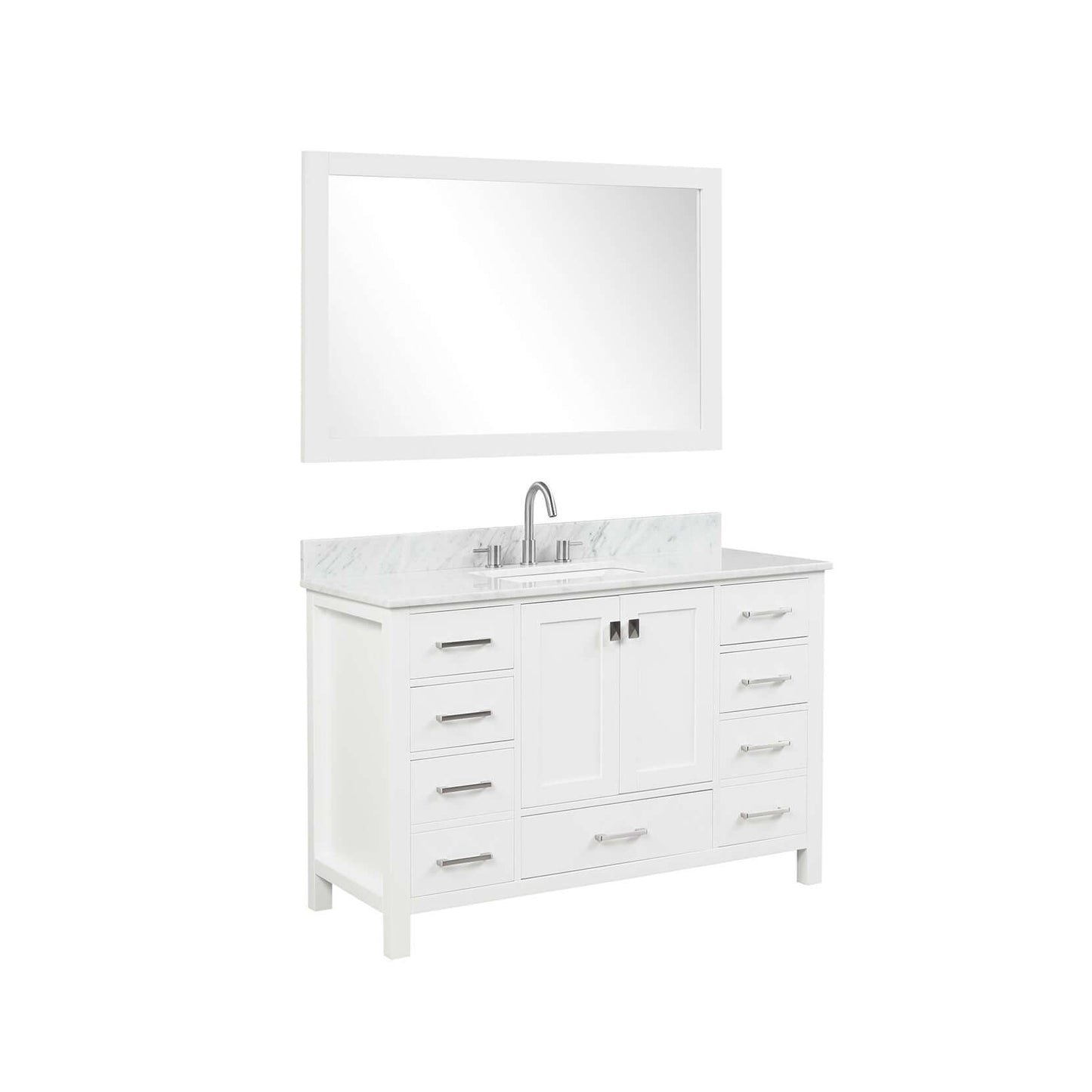 Blossom Geneva Freestanding Bathroom Vanity With Countertop, Undermount Sink & Mirror, 48", White