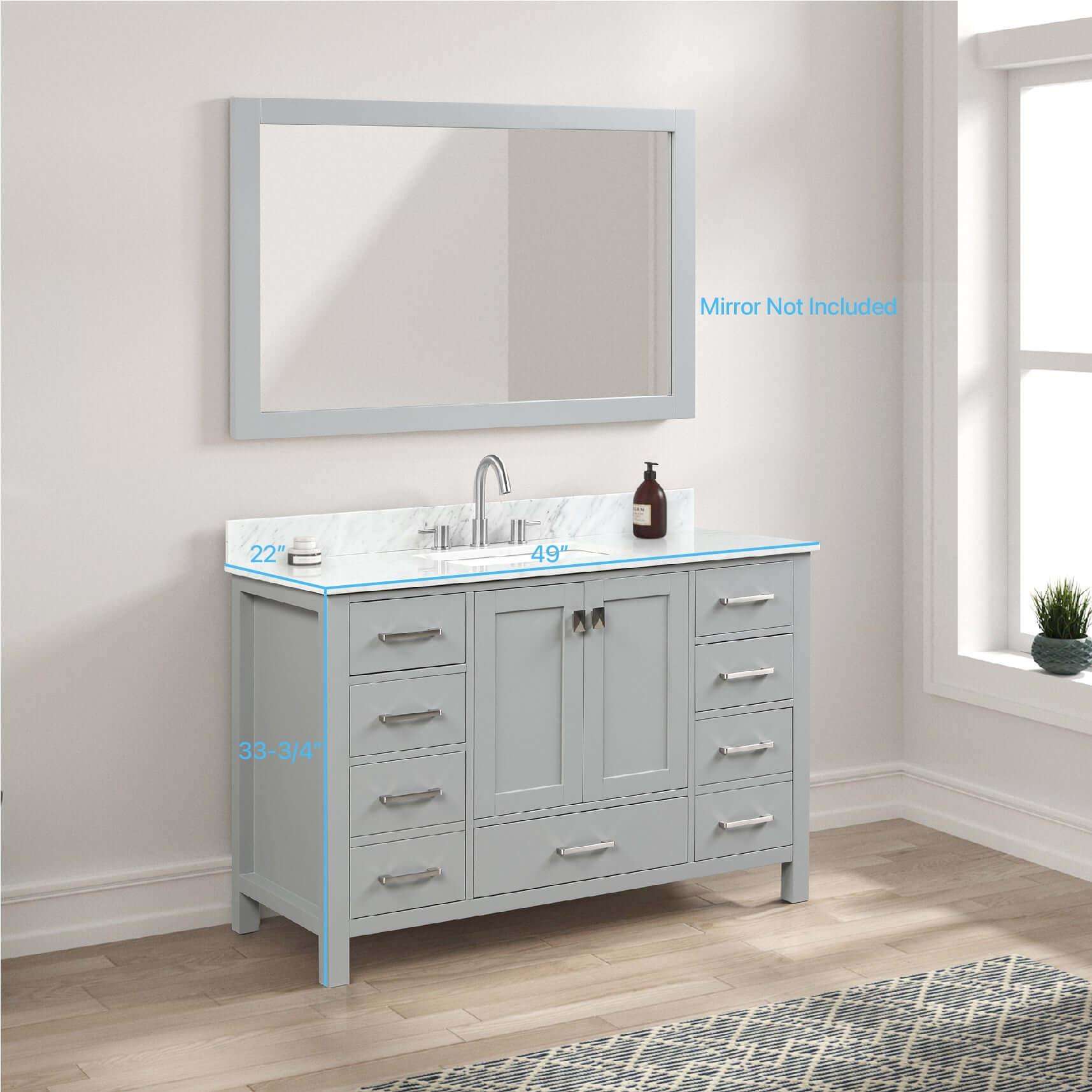 Blossom Geneva Single Sink Freestanding Bathroom Vanity With Countertop, 48", Gray