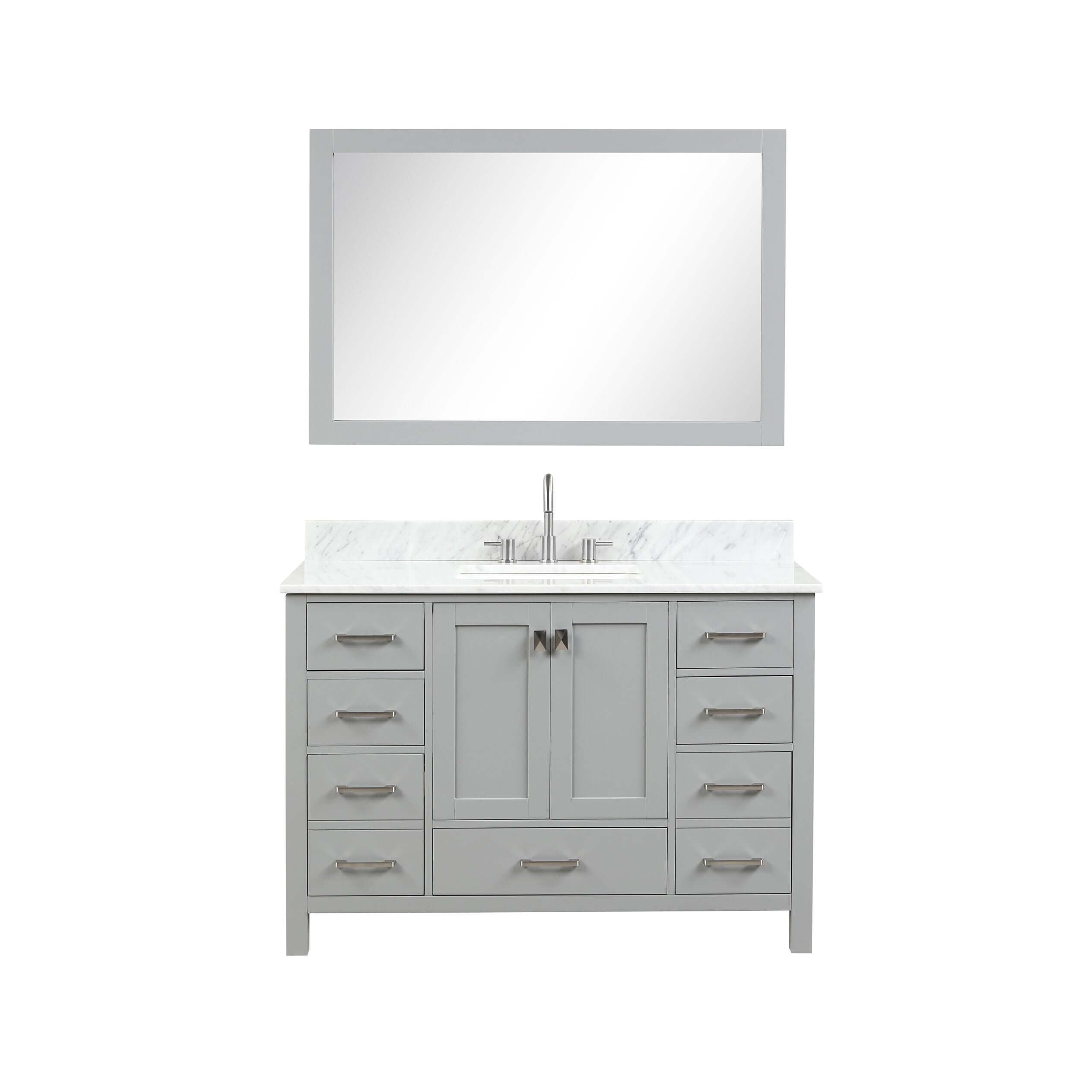 Blossom Geneva Freestanding Bathroom Vanity With Countertop, Undermount Sink & Mirror, 48", Gray
