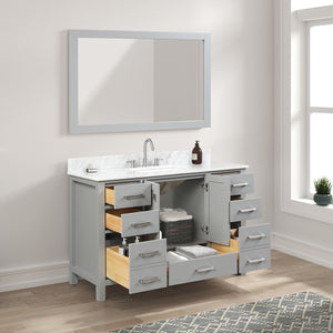 Blossom Geneva Freestanding Bathroom Vanity With Countertop, Undermount Sink & Mirror, 48", Gray open