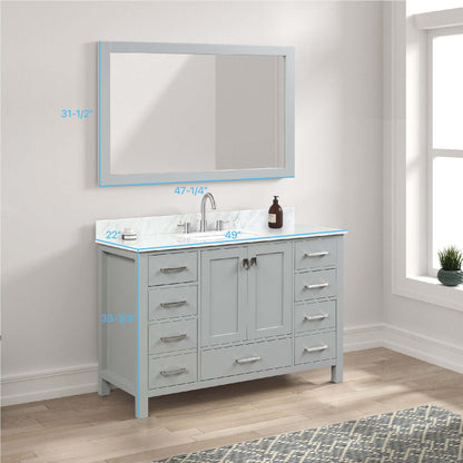 Blossom Geneva Freestanding Bathroom Vanity With Countertop, Undermount Sink & Mirror, 48", Gray