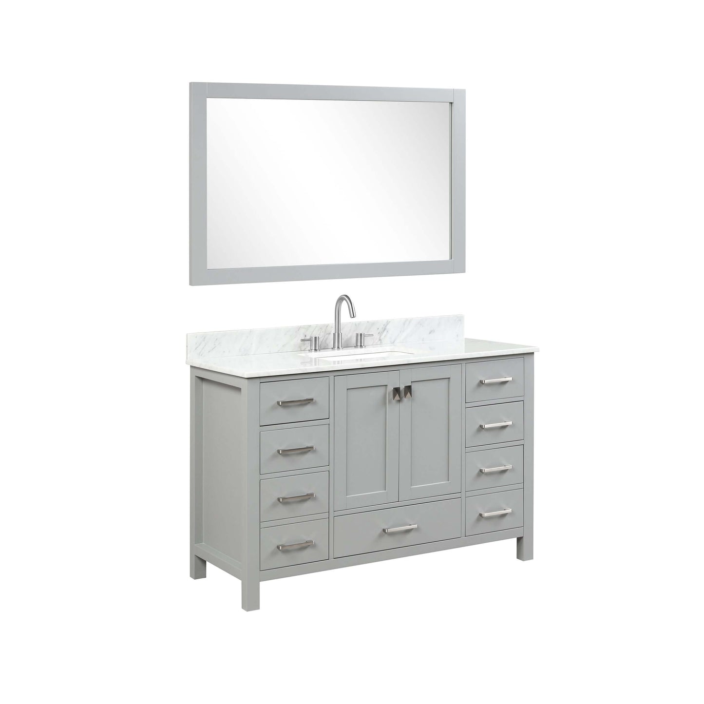 Blossom Geneva Freestanding Bathroom Vanity With Countertop, Undermount Sink & Mirror, 48", Gray