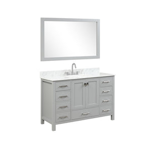 Blossom Geneva Freestanding Bathroom Vanity With Countertop, Undermount Sink & Mirror, 48", Gray