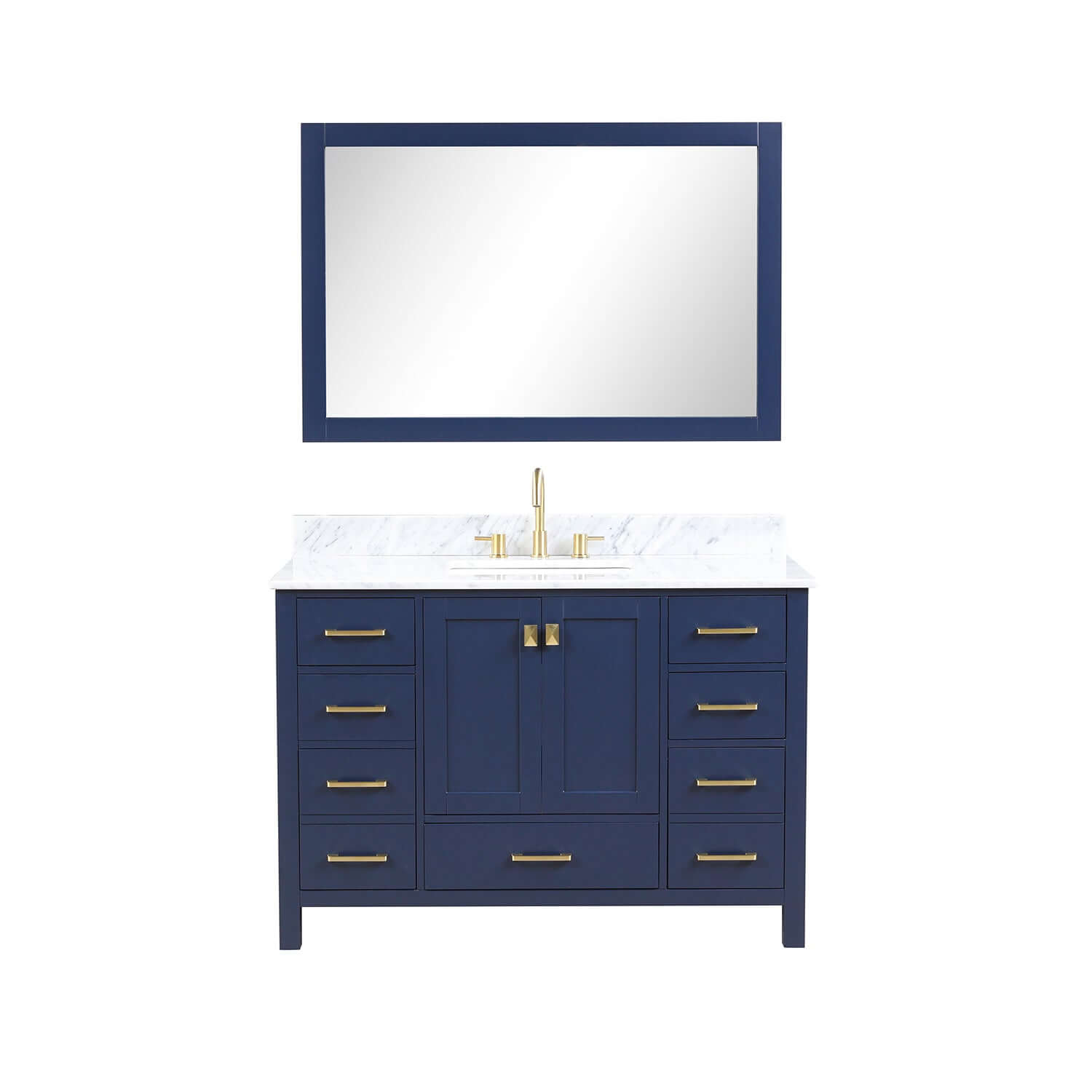 Blossom Geneva Freestanding Bathroom Vanity With Countertop, Undermount Sink & Mirror, 48", Blue