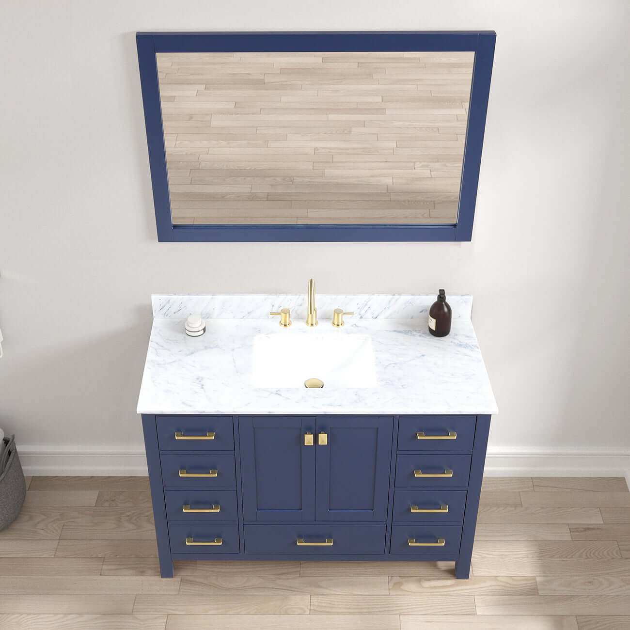 Blossom Geneva Freestanding Bathroom Vanity With Countertop, Undermount Sink & Mirror, 48", Blue