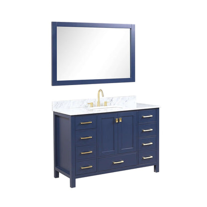 Blossom Geneva Freestanding Bathroom Vanity With Countertop, Undermount Sink & Mirror, 48", Blue