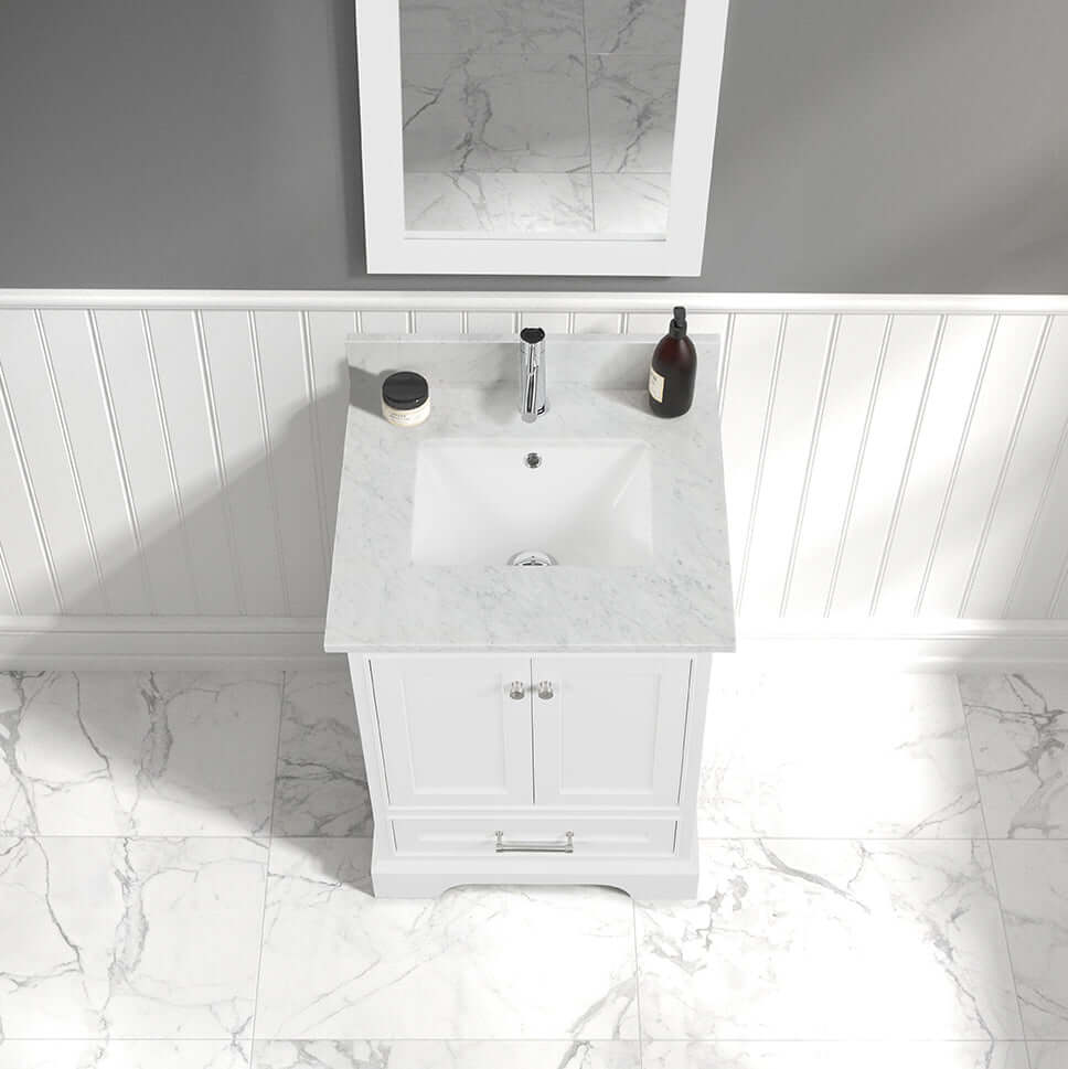 Blossom Copenhagen Freestanding Bathroom Vanity With Countertop & Undermount Sink, White, 24"