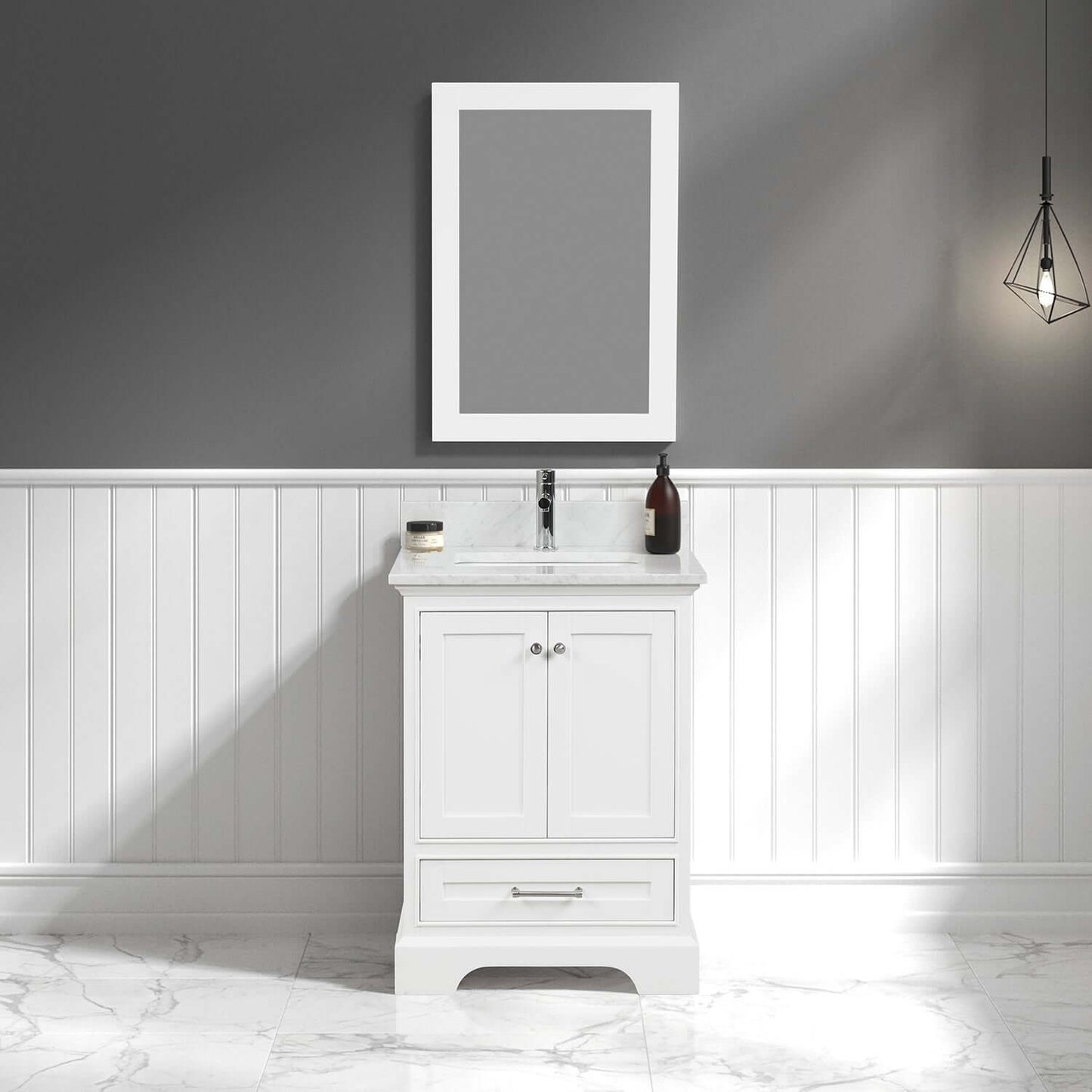 Blossom Copenhagen Freestanding Bath Single Sink Vanity, Top, Undermount Sink & Mirror