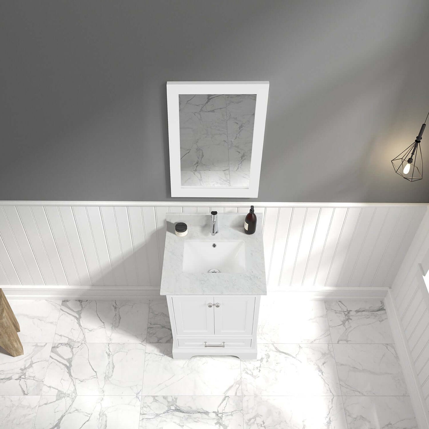 Blossom Copenhagen Freestanding Bath Single Sink Vanity, Top, Undermount Sink & Mirror