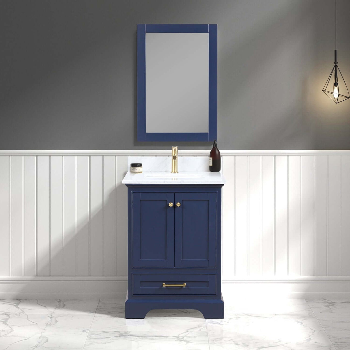 Blossom Copenhagen Freestanding Bath Single Sink Vanity, Top, Undermount Sink & Mirror