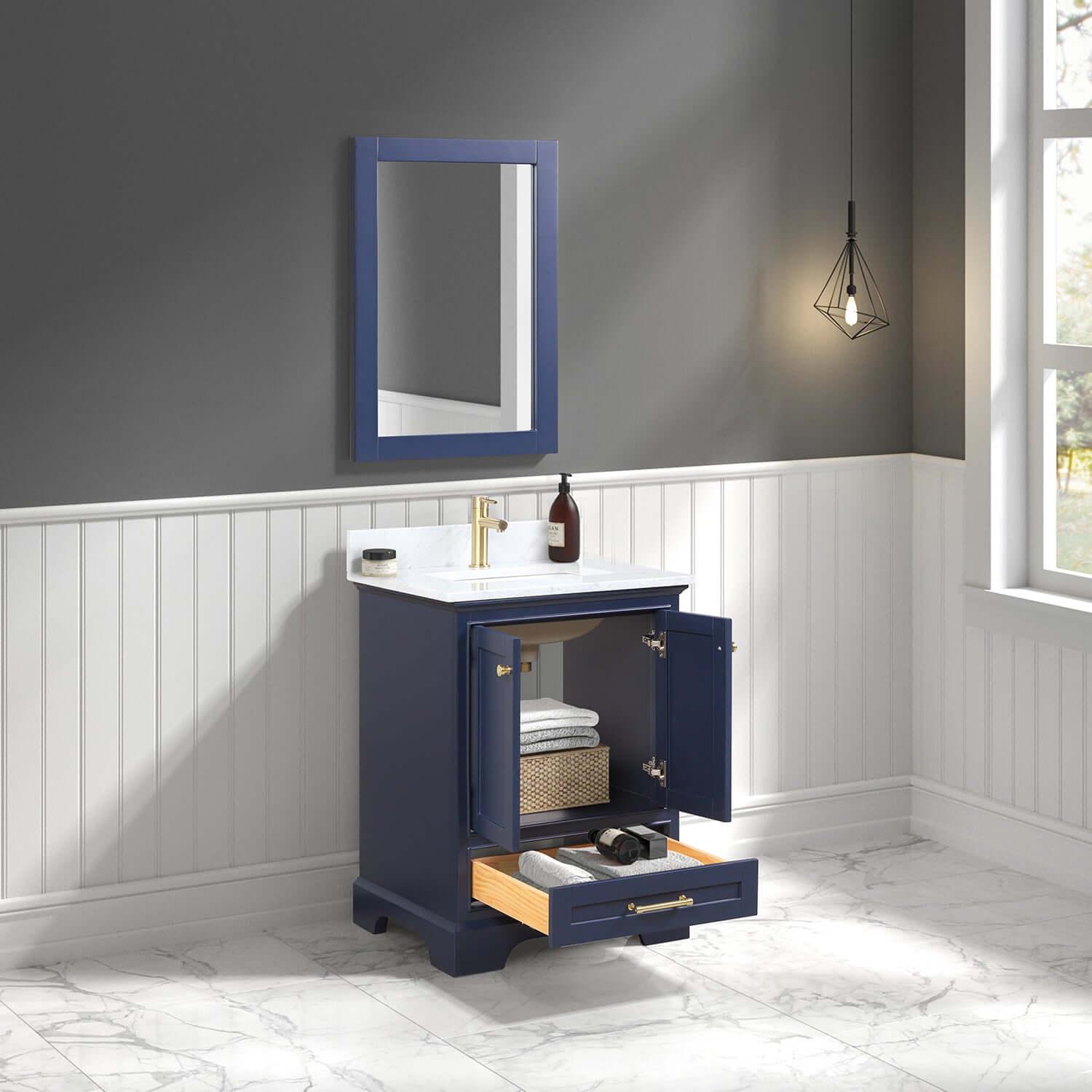 Blossom Copenhagen Freestanding Bath Single Sink Vanity, Top, Undermount Sink & Mirror