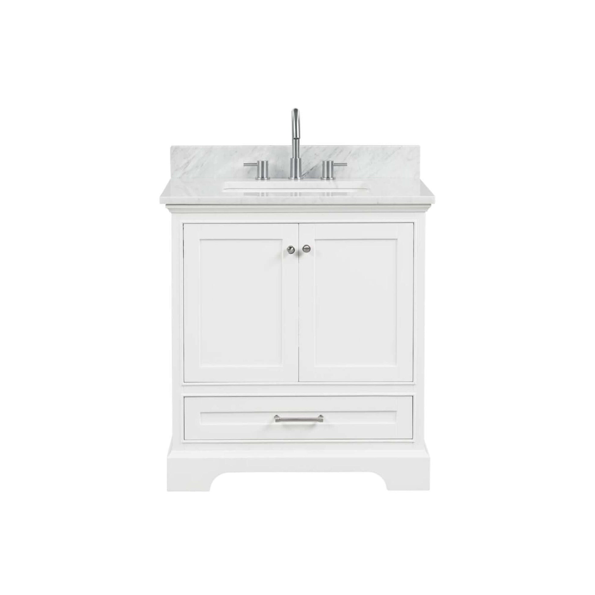 Blossom Copenhagen Freestanding Bathroom Vanity With Countertop & Undermount Sink, White, 30"