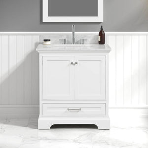 Blossom Copenhagen Freestanding Bathroom Vanity With Countertop & Undermount Sink, White, 30"