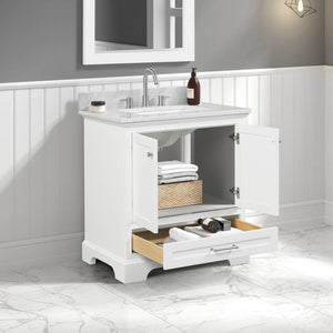 Blossom Copenhagen Freestanding Bathroom Vanity With Countertop & Undermount Sink, White, 30", open