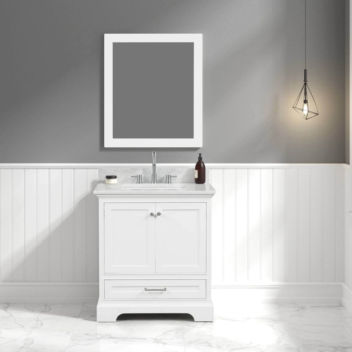 Blossom Copenhagen Freestanding Bath Single Sink Vanity, Top, Undermount Sink & Mirror